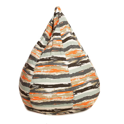 Style Homez Classic Premium Cotton Canvas Stripes Printed Bean Bag XL Size Filled with Beans Fillers