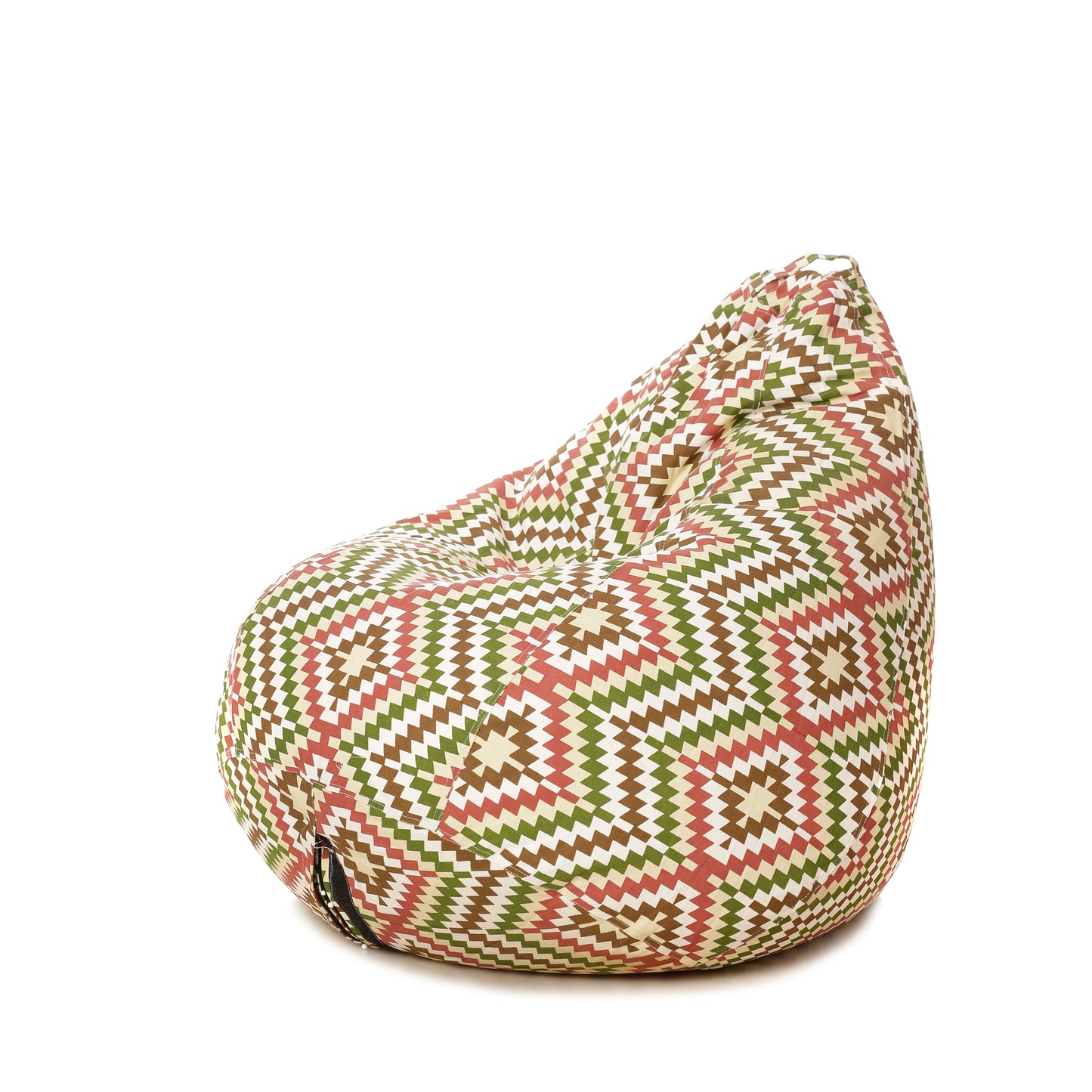 Style Homez Classic Premium Cotton Canvas IKAT Printed Bean Bag XL Size Filled with Beans Fillers