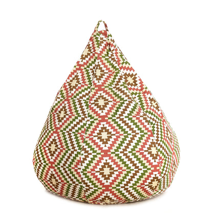 Style Homez Classic Premium Cotton Canvas IKAT Printed Bean Bag XL Size Filled with Beans Fillers