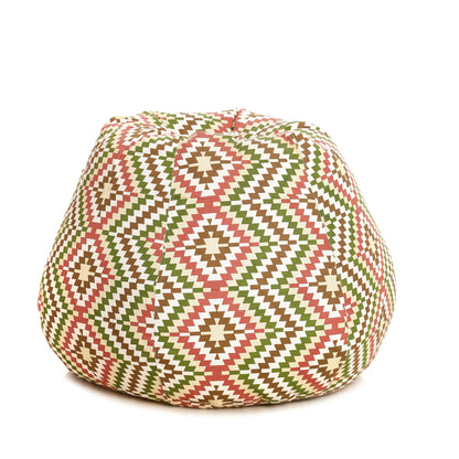 Style Homez Classic Premium Cotton Canvas IKAT Printed Bean Bag XL Size Filled with Beans Fillers
