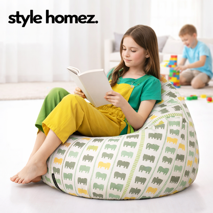 Style Homez Classic Premium Cotton Canvas IKAT Printed Bean Bag XL Size Filled with Beans Fillers