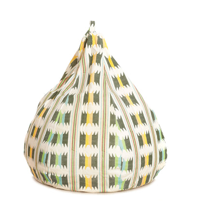 Style Homez Classic Premium Cotton Canvas IKAT Printed Bean Bag XL Size Filled with Beans Fillers
