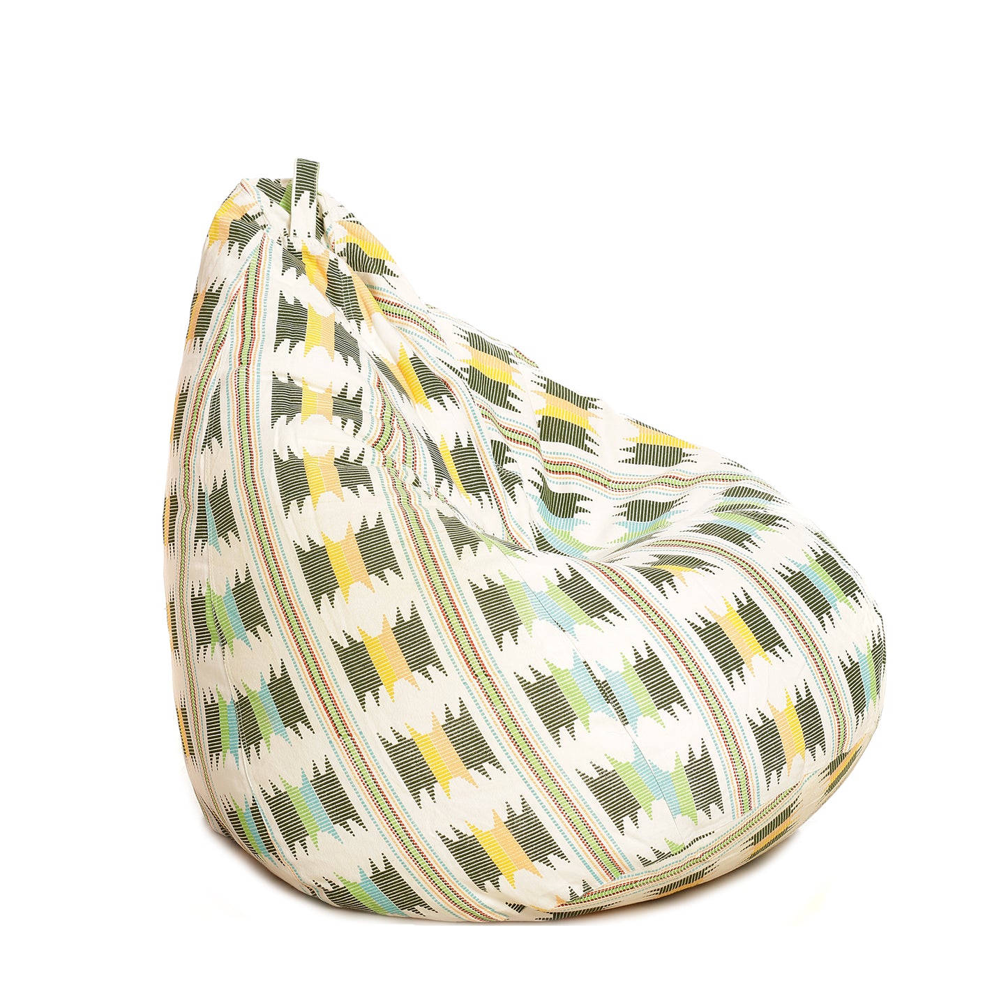 Style Homez Classic Premium Cotton Canvas IKAT Printed Bean Bag XL Size Filled with Beans Fillers