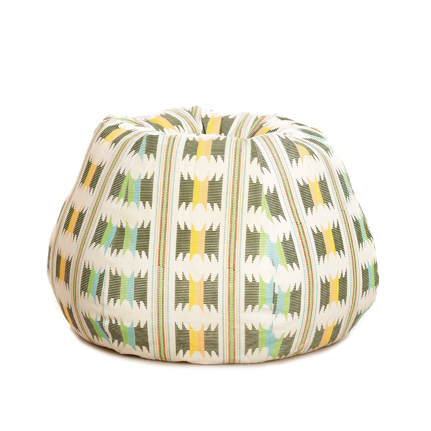 Style Homez Classic Premium Cotton Canvas IKAT Printed Bean Bag XL Size Filled with Beans Fillers