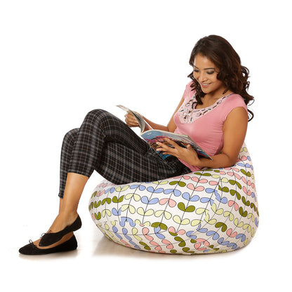 Style Homez Classic Premium Cotton Canvas Abstract Printed Bean Bag XL Size Filled with Beans Fillers