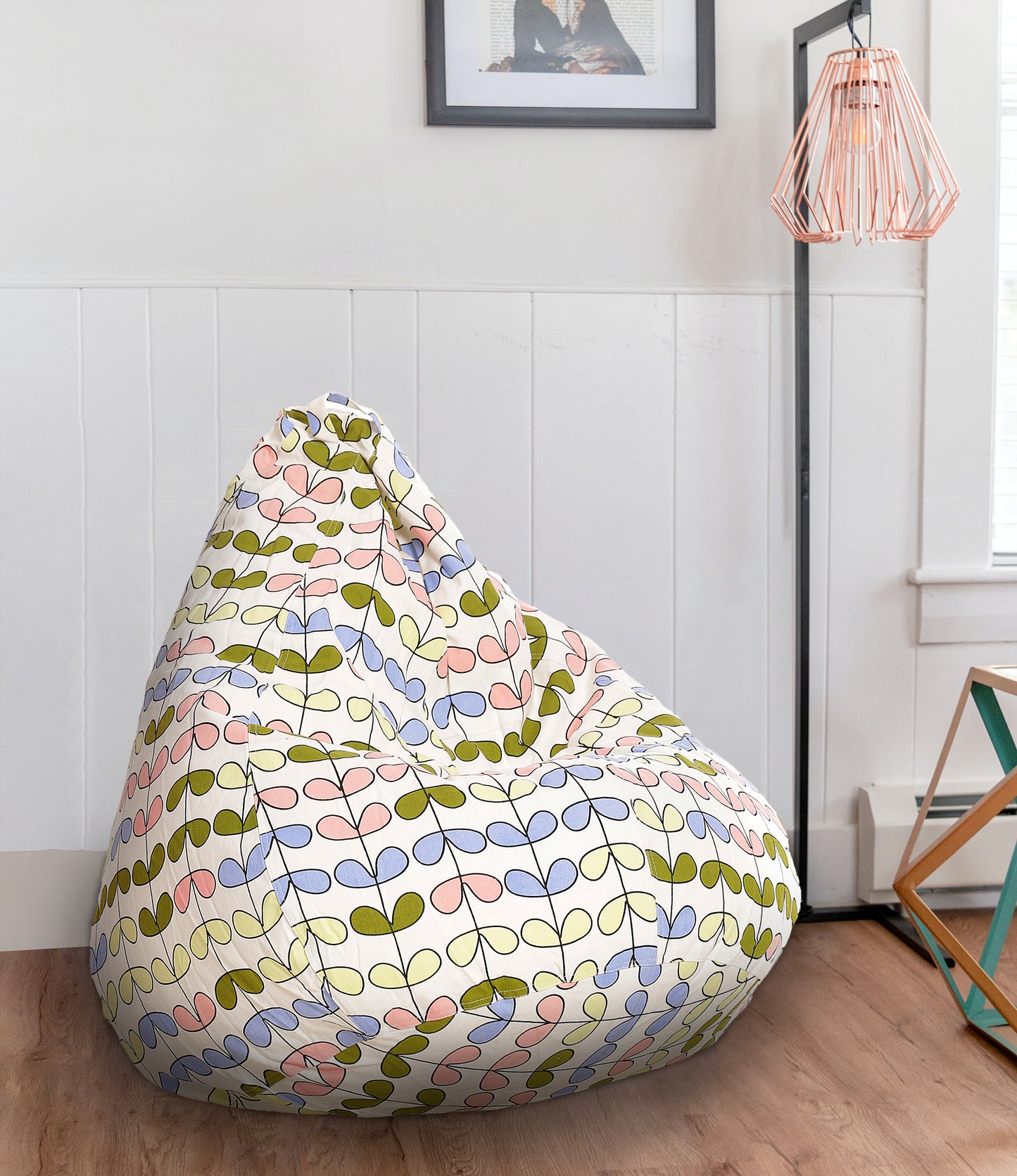 Style Homez Classic Premium Cotton Canvas Abstract Printed Bean Bag XL Size Filled with Beans Fillers