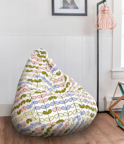 Style Homez Classic Premium Cotton Canvas Abstract Printed Bean Bag XL Size Filled with Beans Fillers