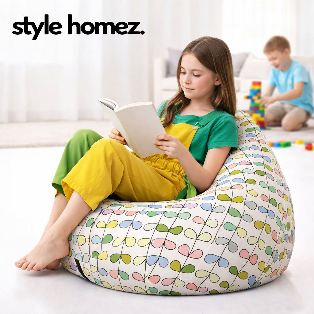 Style Homez Classic Premium Cotton Canvas Abstract Printed Bean Bag XL Size Filled with Beans Fillers