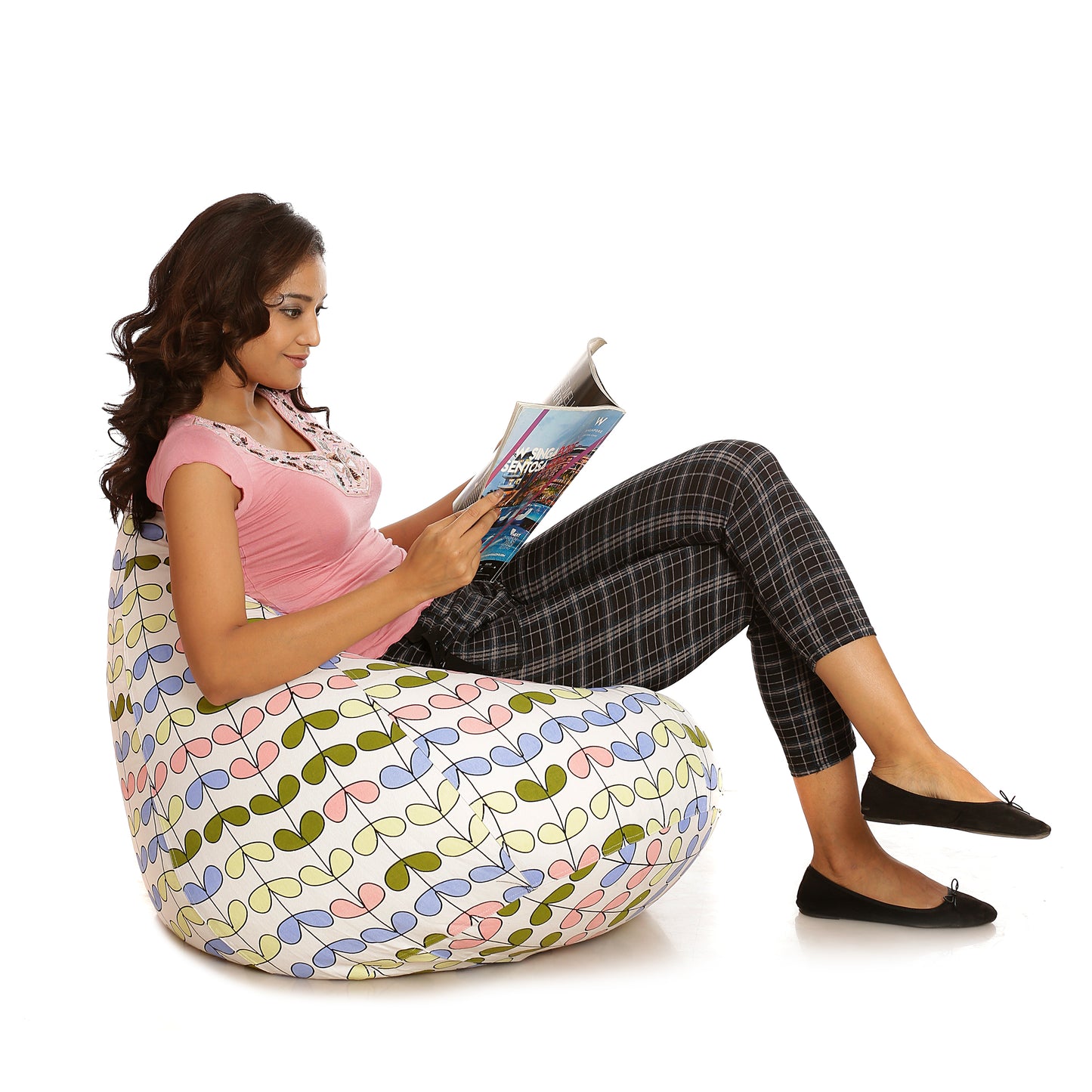 Style Homez Classic Premium Cotton Canvas Abstract Printed Bean Bag XL Size Filled with Beans Fillers