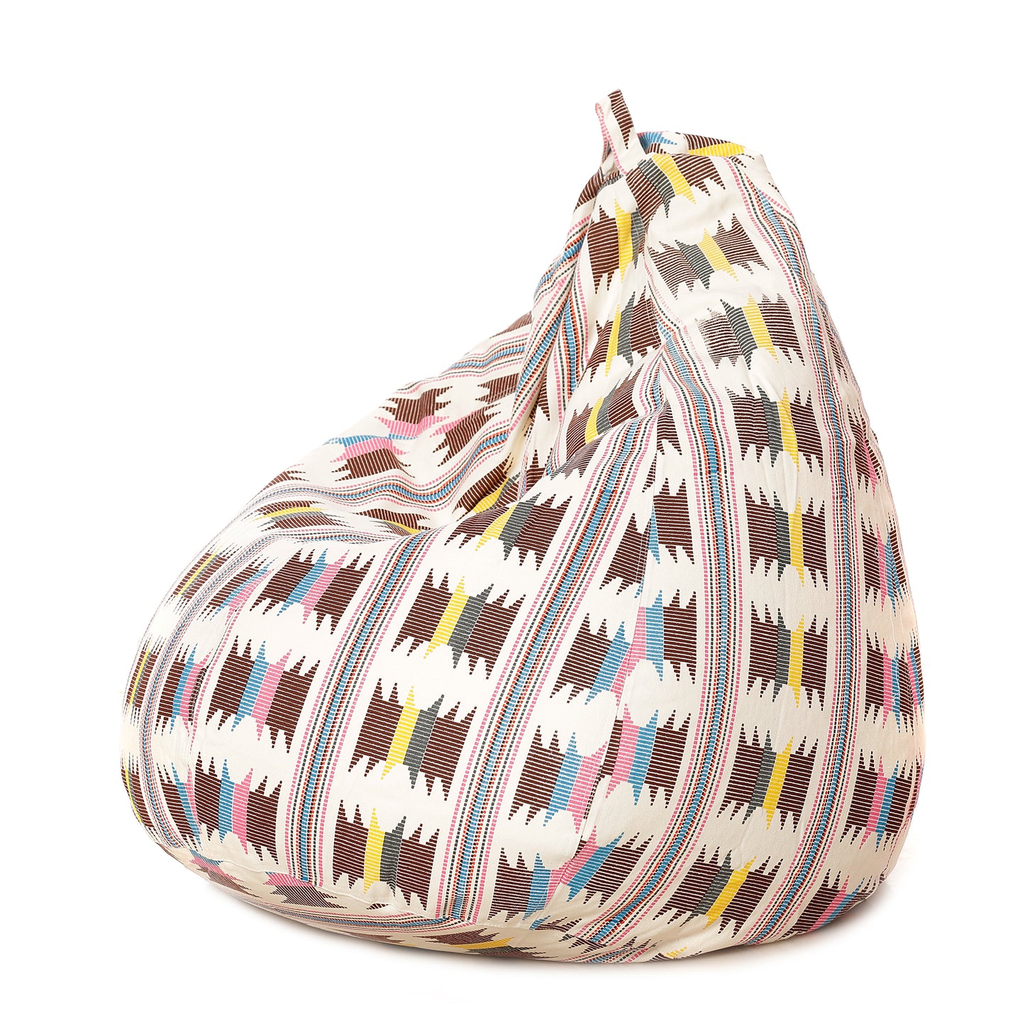 Style Homez Classic Premium Cotton Canvas IKAT Printed Bean Bag XL Size Filled with Beans Fillers