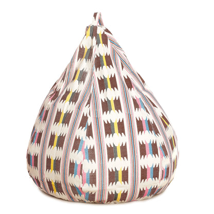 Style Homez Classic Premium Cotton Canvas IKAT Printed Bean Bag XL Size Filled with Beans Fillers