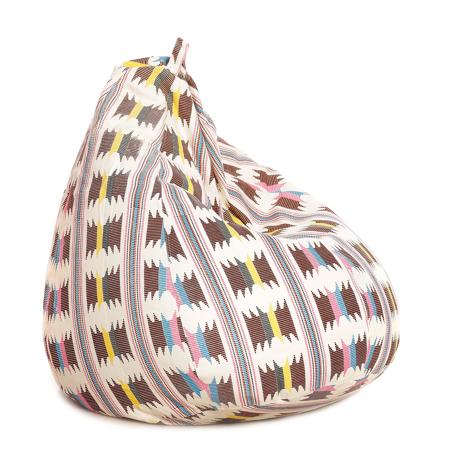 Style Homez Classic Premium Cotton Canvas IKAT Printed Bean Bag XL Size Filled with Beans Fillers