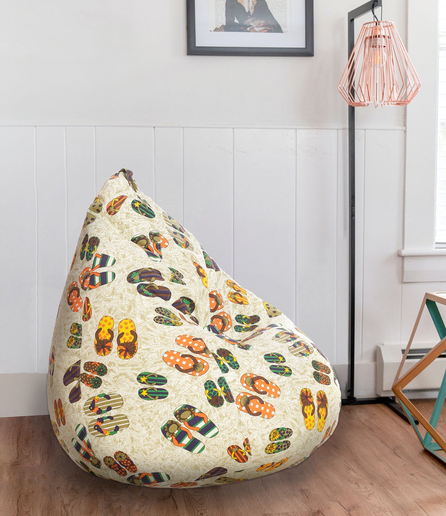 Style Homez Classic Premium Cotton Canvas Abstract Printed Bean Bag XL Size Filled with Beans Fillersr