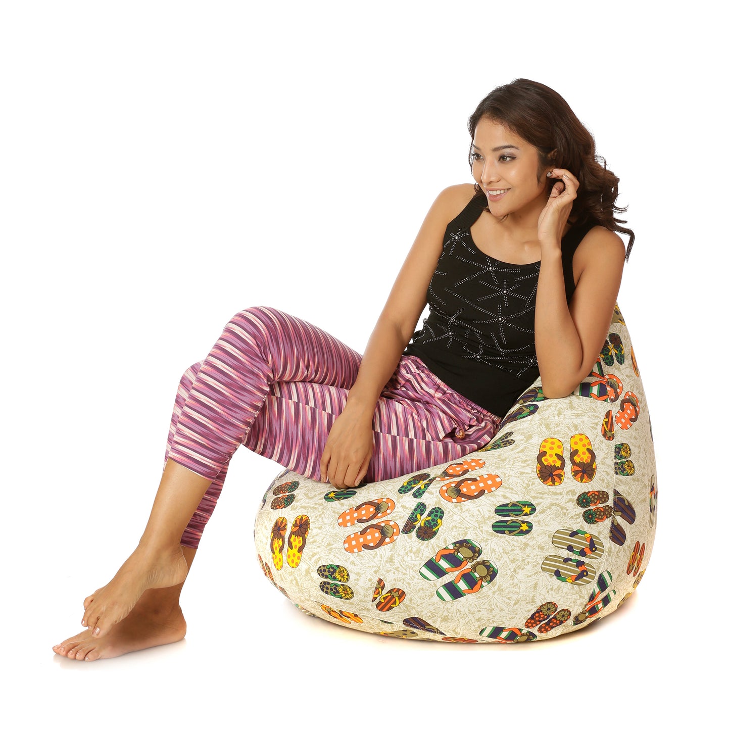 Style Homez Classic Premium Cotton Canvas Abstract Printed Bean Bag XL Size Filled with Beans Fillersr