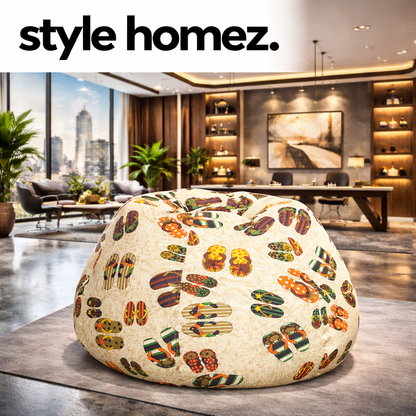 Style Homez Classic Premium Cotton Canvas Abstract Printed Bean Bag XL Size Filled with Beans Fillersr