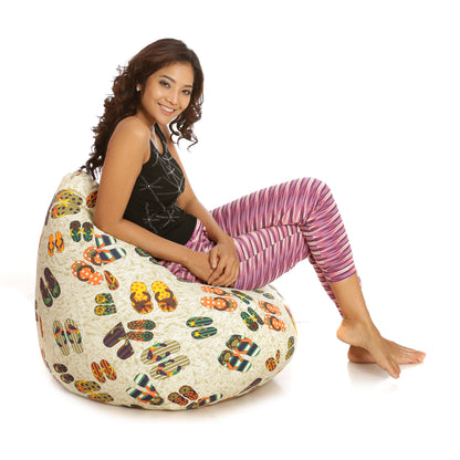 Style Homez Classic Premium Cotton Canvas Abstract Printed Bean Bag XL Size Filled with Beans Fillersr