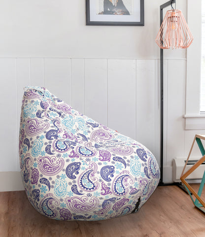 Style Homez Classic Premium Cotton Canvas Paisley Printed Bean BagXL Size Filled with Beans Fillers