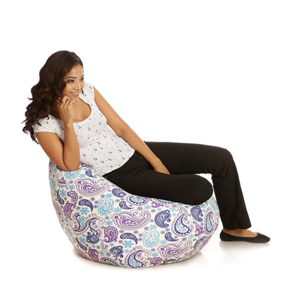 Style Homez Classic Premium Cotton Canvas Paisley Printed Bean BagXL Size Filled with Beans Fillers