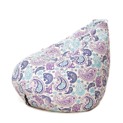 Style Homez Classic Premium Cotton Canvas Paisley Printed Bean BagXL Size Filled with Beans Fillers