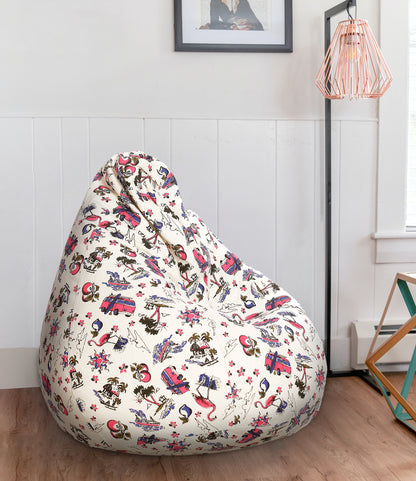 Style Homez Classic Premium Cotton Canvas Abstract Printed Bean Bag XL Size Filled with Beans Fillers