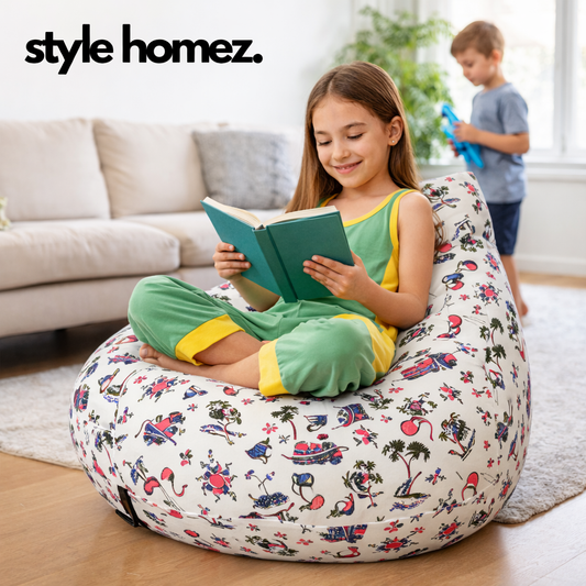 Style Homez Classic Premium Cotton Canvas Abstract Printed Bean Bag XL Size Filled with Beans Fillers