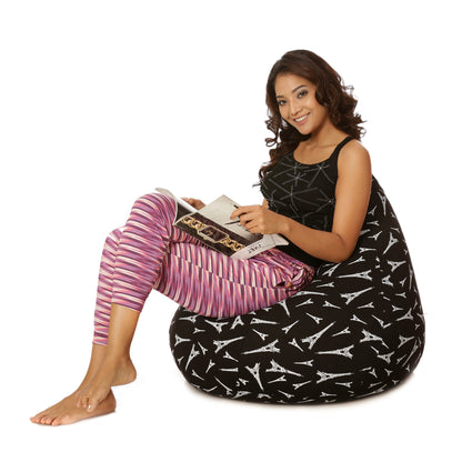 Style Homez Classic Premium Cotton Canvas Abstract Printed Bean Bag XL Size Filled with Beans Fillers