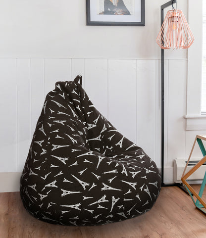 Style Homez Classic Premium Cotton Canvas Abstract Printed Bean Bag XL Size Filled with Beans Fillers