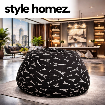 Style Homez Classic Premium Cotton Canvas Abstract Printed Bean Bag XL Size Filled with Beans Fillers