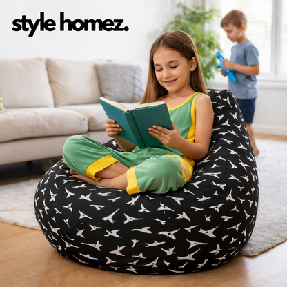 Style Homez Classic Premium Cotton Canvas Abstract Printed Bean Bag XL Size Filled with Beans Fillers