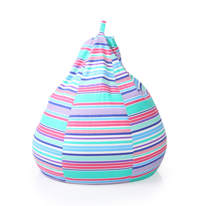 Style Homez Classic Cotton Canvas Stripes Printed Bean Bag XXL Size Filled with Beans Fillers