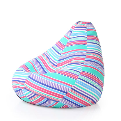 Style Homez Classic Cotton Canvas Stripes Printed Bean Bag XXL Size Filled with Beans Fillers