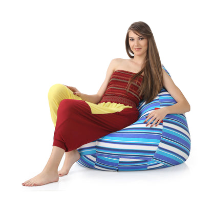 Style Homez Classic Cotton Canvas Stripes Printed Bean Bag XXL Size Filled with Beans Fillers
