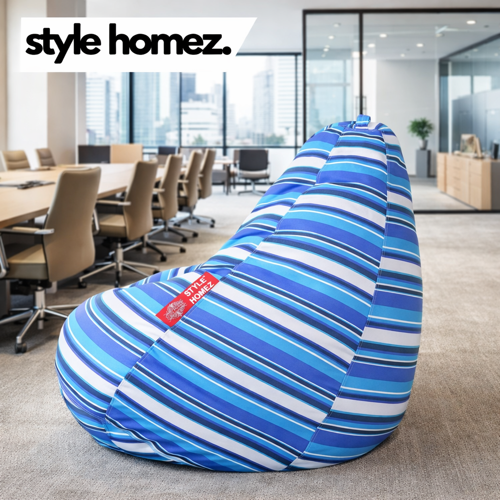 Style Homez Classic Cotton Canvas Stripes Printed Bean Bag XXL Size Filled with Beans Fillers