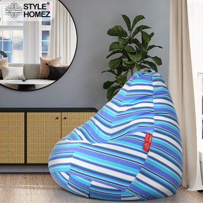 Style Homez Classic Cotton Canvas Stripes Printed Bean Bag XXL Size Filled with Beans Fillers