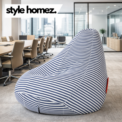 Style Homez Classic Cotton Canvas Stripes Printed Bean Bag XXL Size Filled with Beans Fillers