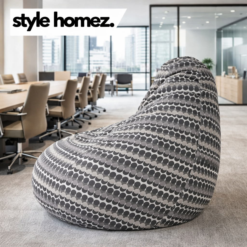Style Homez Classic Cotton Canvas Polka Dots Printed Bean Bag XXL Size Filled with Beans Fillers