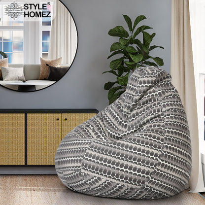 Style Homez Classic Cotton Canvas Polka Dots Printed Bean Bag XXL Size Filled with Beans Fillers