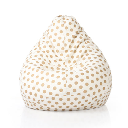 Style Homez Classic Cotton Canvas Polka Dots Printed Bean Bag XXL Size Filled with Beans Fillers