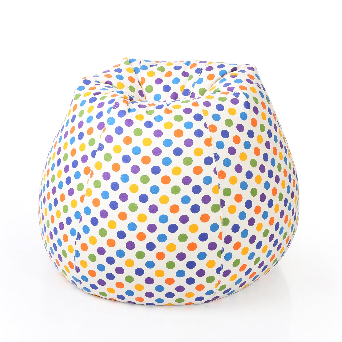 Style Homez Classic Cotton Canvas Polka Dots Printed Bean Bag XXL Size Filled with Beans Fillers