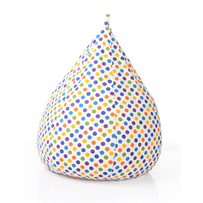 Style Homez Classic Cotton Canvas Polka Dots Printed Bean Bag XXL Size Filled with Beans Fillers