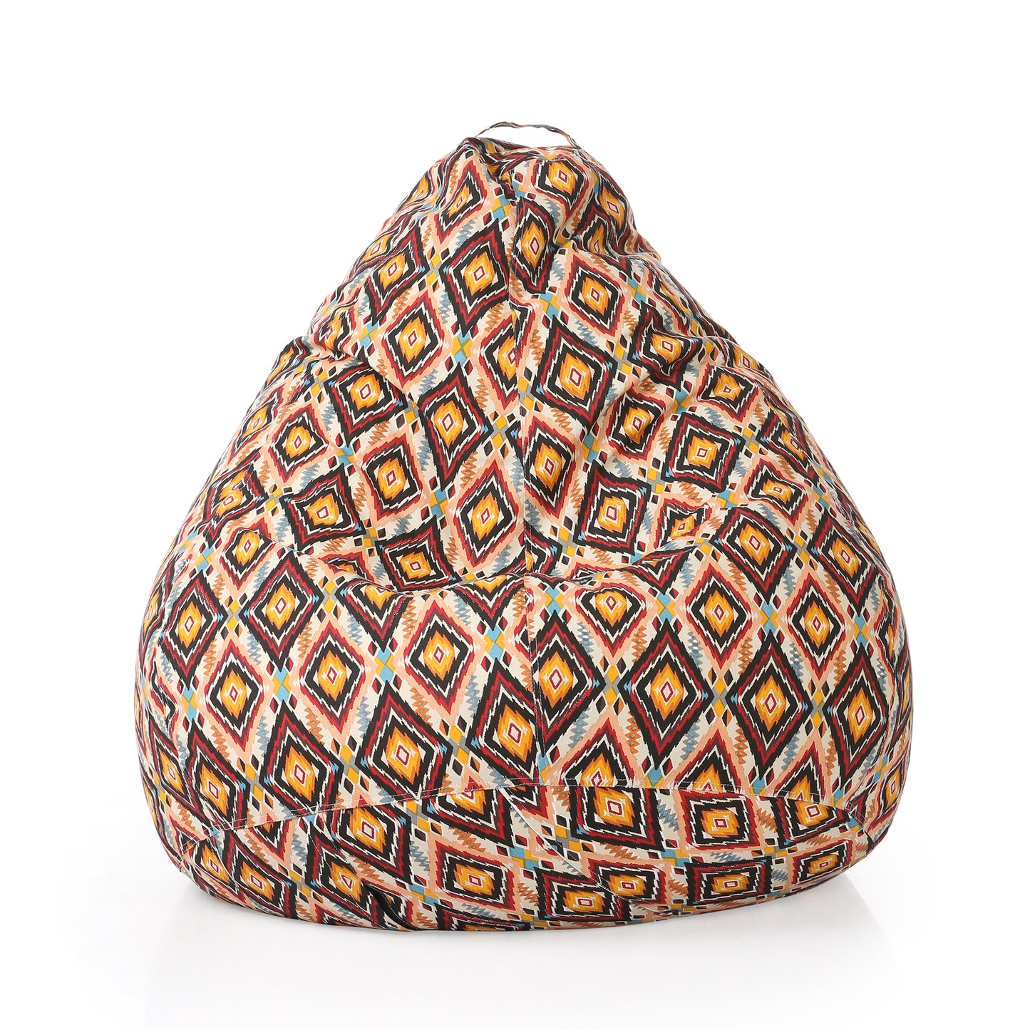Style Homez Classic Cotton Canvas Geometric Printed Bean Bag XXL Size Filled with Beans Fillers