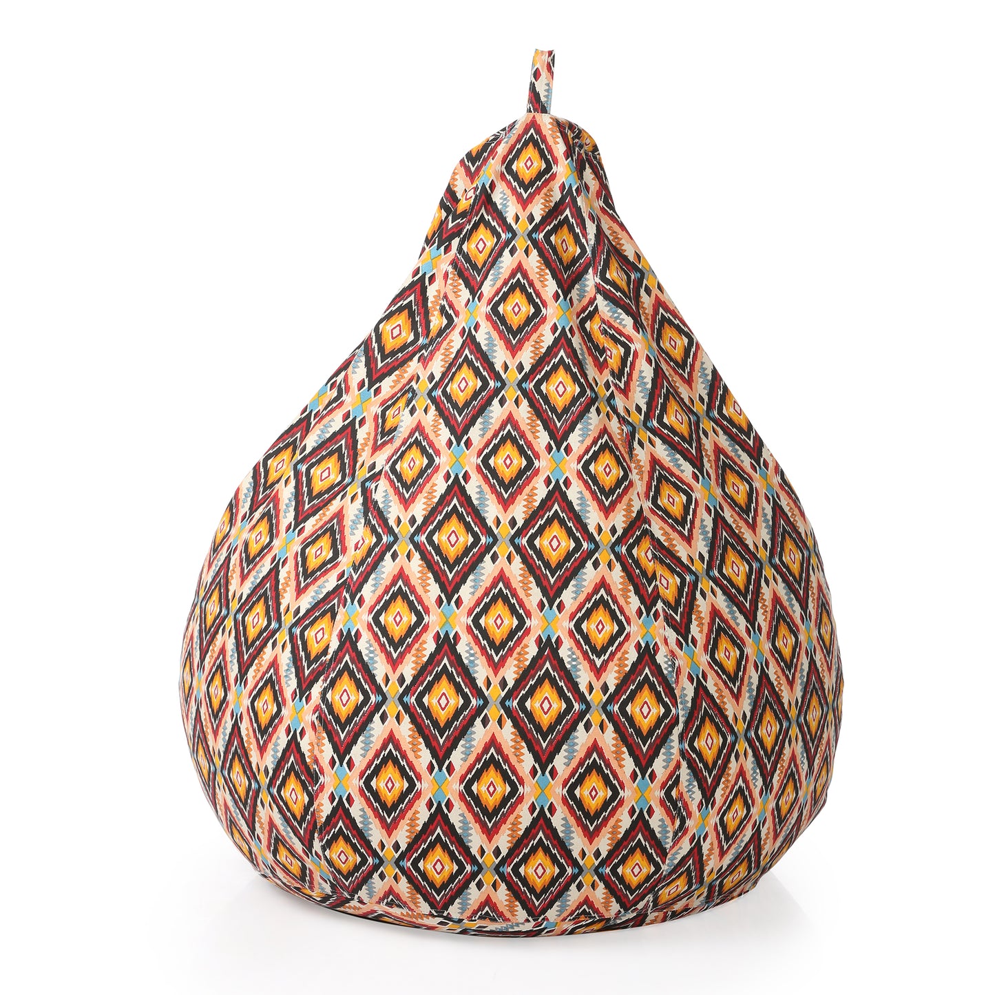 Style Homez Classic Cotton Canvas Geometric Printed Bean Bag XXL Size Filled with Beans Fillers