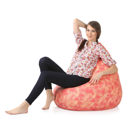 Style Homez Classic Cotton Canvas Abstract Printed Bean Bag XXL Size Filled with Beans Fillers