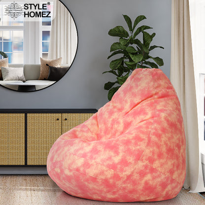 Style Homez Classic Cotton Canvas Abstract Printed Bean Bag XXL Size Filled with Beans Fillers