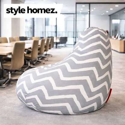 Style Homez Classic Cotton Canvas Stripes Printed Bean Bag XXL Size Filled with Beans Fillers