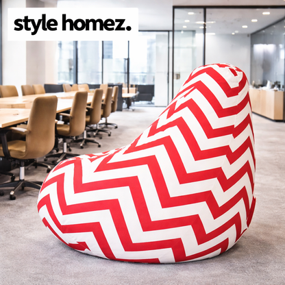 Style Homez Classic Cotton Canvas Stripes Printed Bean Bag XXL Size Filled with Beans Fillers
