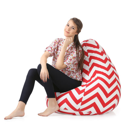 Style Homez Classic Cotton Canvas Stripes Printed Bean Bag XXL Size Filled with Beans Fillers