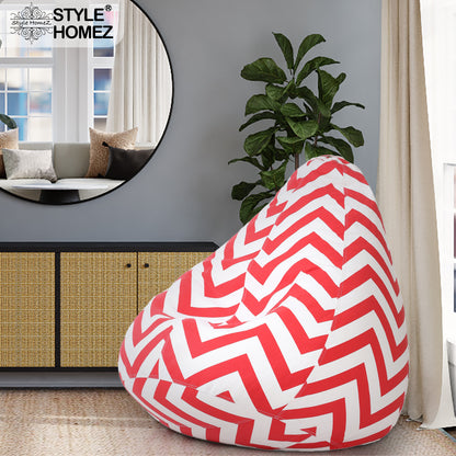 Style Homez Classic Cotton Canvas Stripes Printed Bean Bag XXL Size Filled with Beans Fillers
