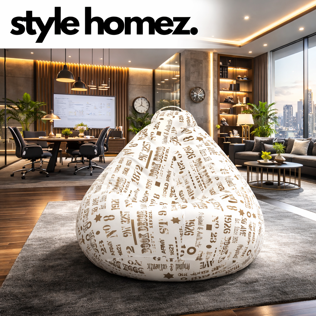 Style Homez Classic Cotton Canvas Abstract Printed Bean Bag XXL Size Filled with Beans Fillers