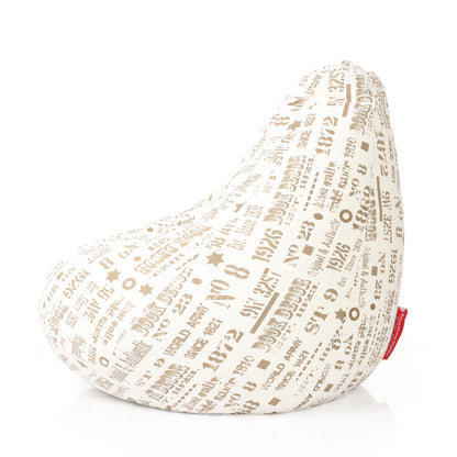 Style Homez Classic Cotton Canvas Abstract Printed Bean Bag XXL Size Filled with Beans Fillers